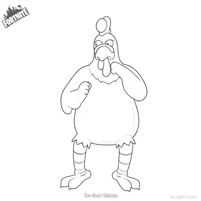 巨型鸡 01简笔画 素描 涂鸦 - 免费可打印堡垒之夜 下载PDF – 免费可打印简笔画涂色画